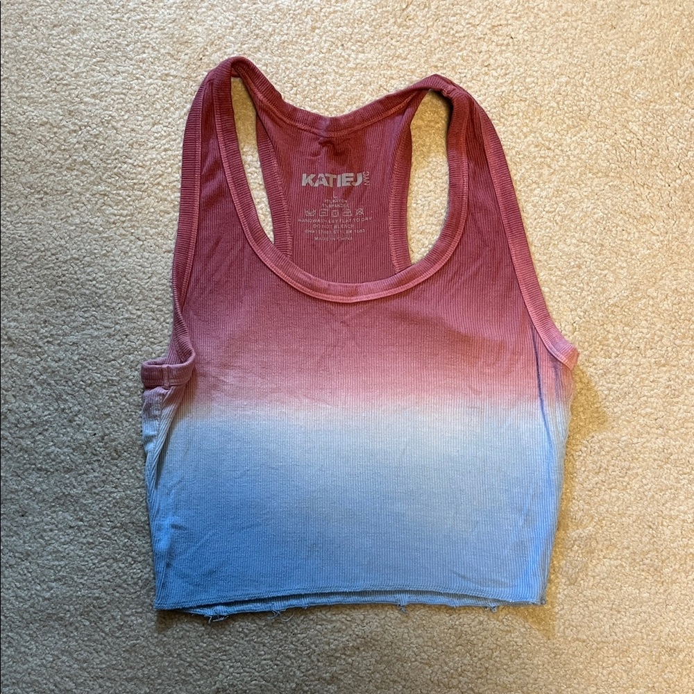 Katie J NYC Ombre Tank Top - Red and Blue